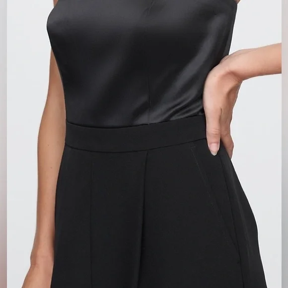 GAP Strapless Mixed Media Jumpsuit Formal Black
